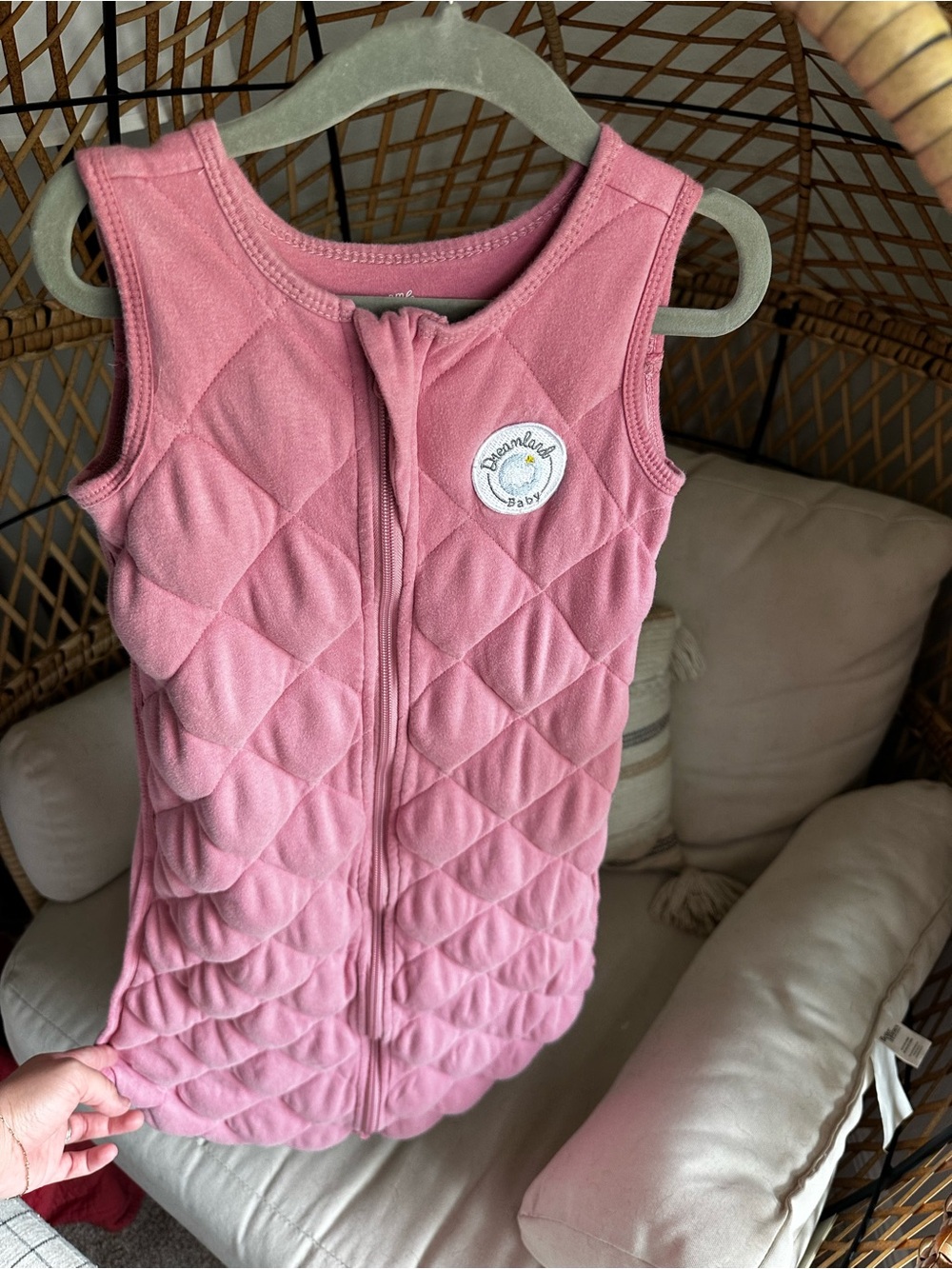 Dreamland Baby Quilted Pink Sleeveless Weighted Sleep Sack - Zipper Closure